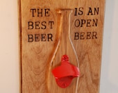 Wooden Bottle Open with Magnetized Shelf to Catch Caps