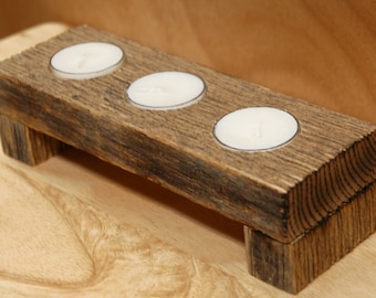 Rustic Tea Light Candle Holder Made With Authentic Reclaimed Wood