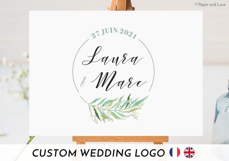 Logo mariage personnalisé avec prénoms date initiales | Etsy