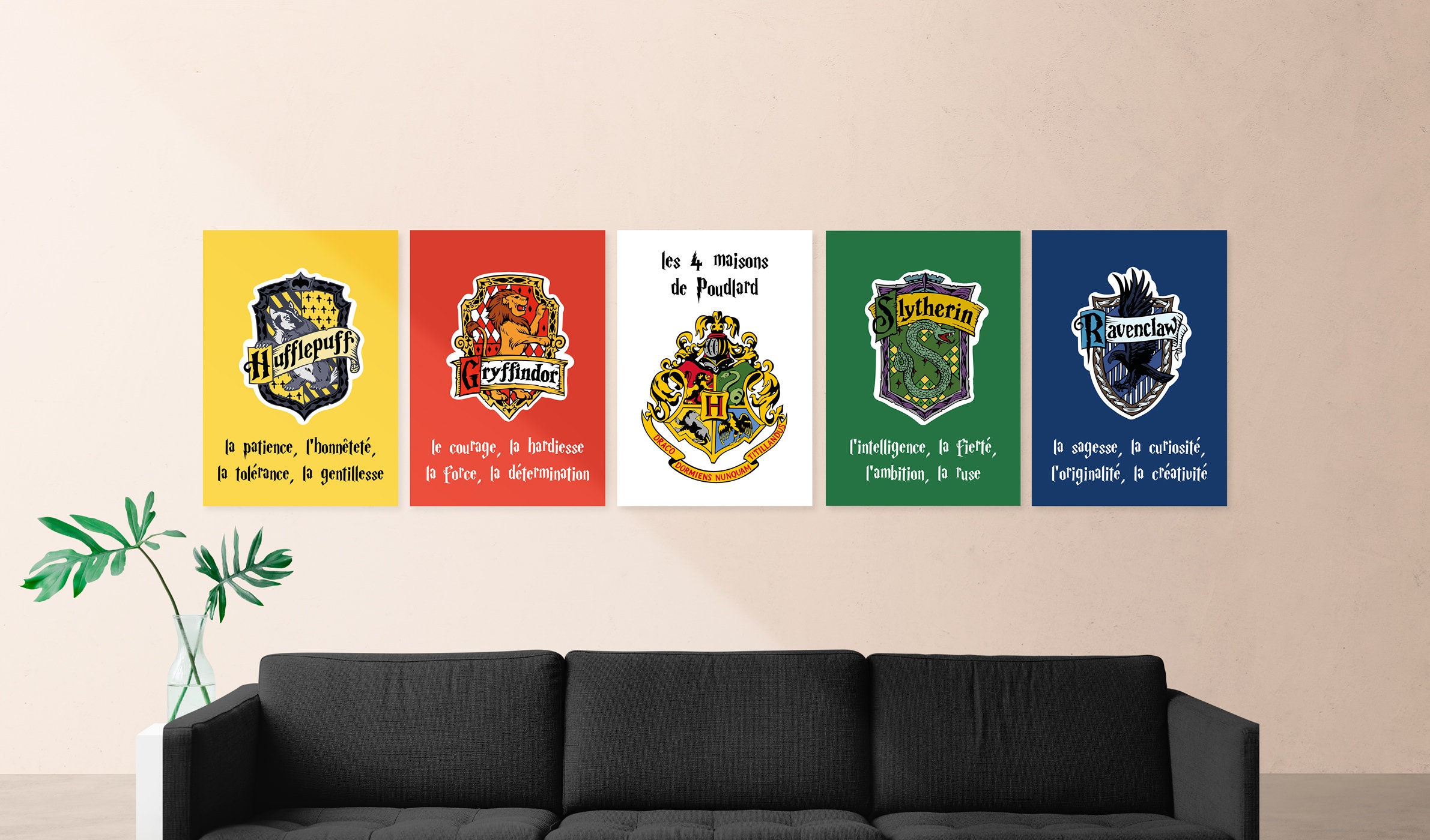 Affiches Harry Potter avec maisons de Poudlard et ses qualités Etsy