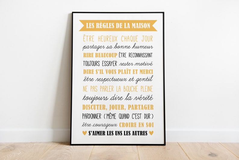 Affiche personnalisable Les règles de la maison . - Etsy France