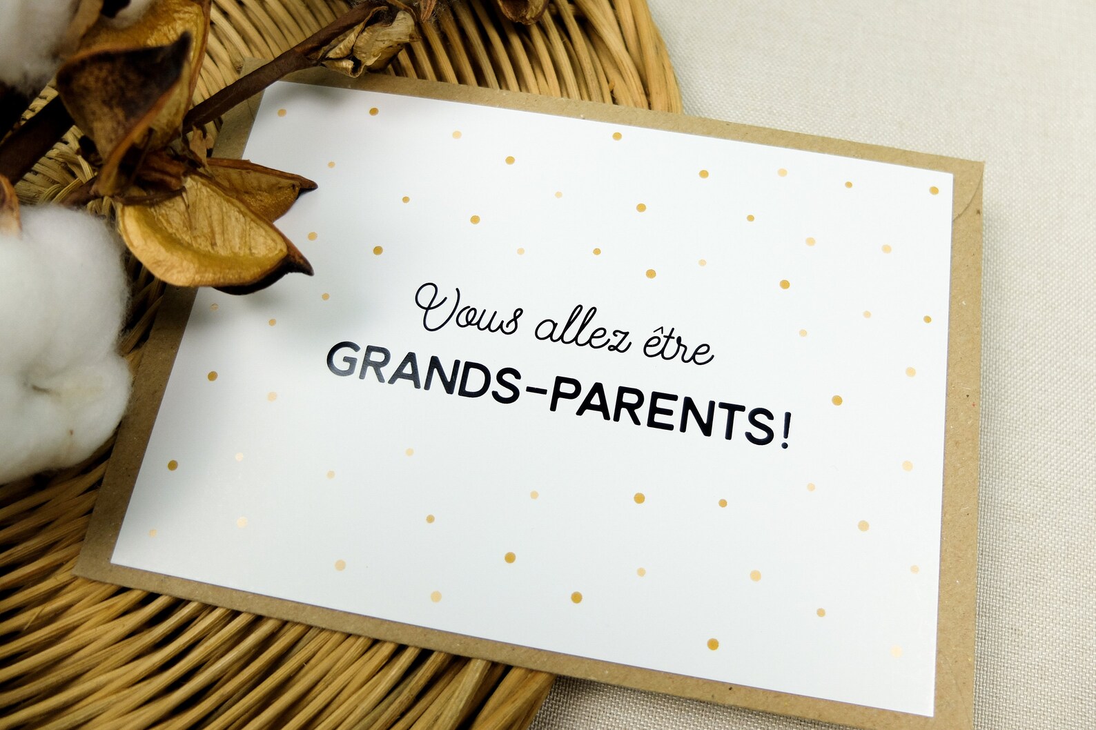 Carte annonce Grossesse Grands-parents design avec pois. - Etsy France