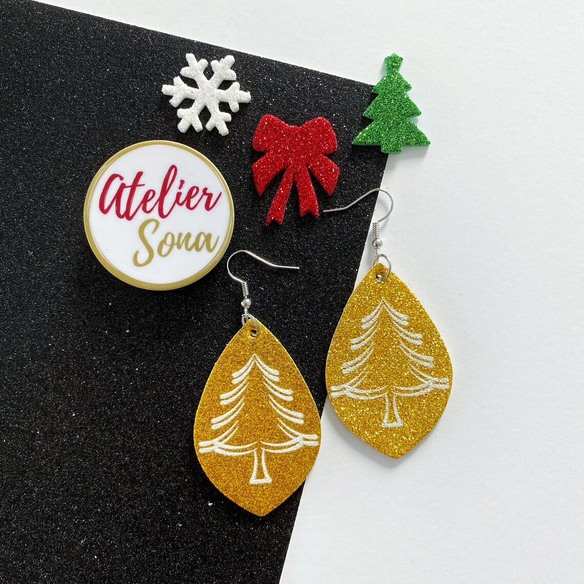 holiday leather earrings