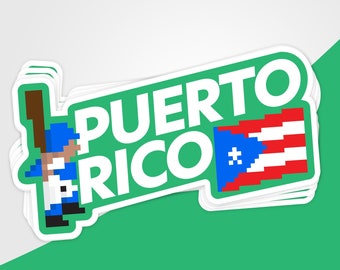 8-bit Puerto Rico Baseball Weatherproof Sticker