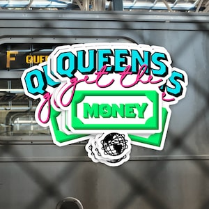 Queens Get The Money, Queens NYC, Hip Hop, New York City, Lyrics, Typography Water Resistant Matte Sticker