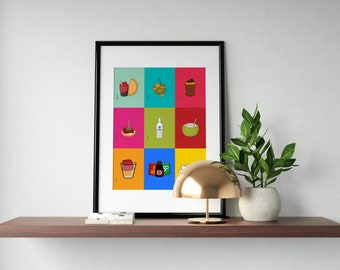 Puerto Rican Foods. Comida Boricua. Matte Poster Wall Art Print