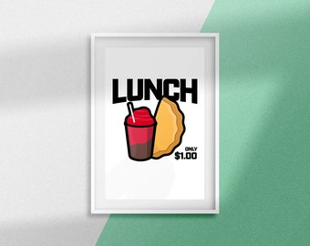 Puerto Rican Lunch Art Poster Print - Icee Y Empanadilla - Pastelillo - Puerto Rico - Matte Finish