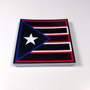 Square Puerto Rico Flag Outline Sticker
