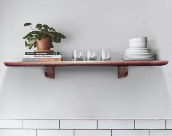 Mahogany Floating Shelf: Danish Modern Wall Mounted Display