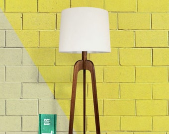 Floor Lamp, Danish Modern Tripod Lamp – Walnut