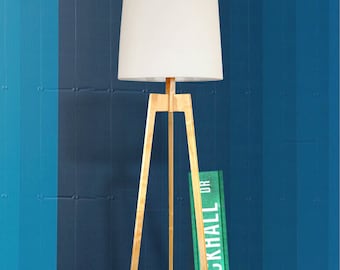 Floor Lamp, Mid-century Modern Tripod – Maple