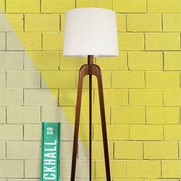 Floor Lamp, Danish Modern Tripod Lamp – Walnut
