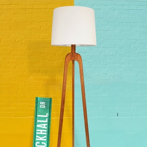 Floor Lamp, Danish Modern Tripod Lamp Cherry image 1