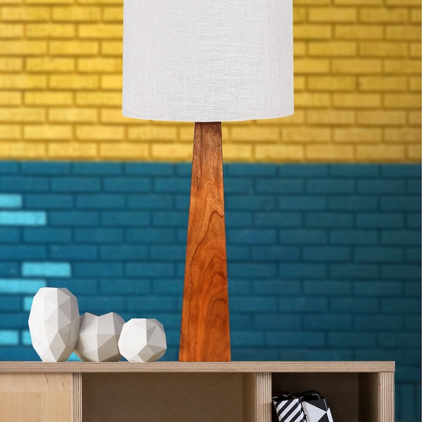 Table Lamp, Small Modern Wood Lamp – Cherry