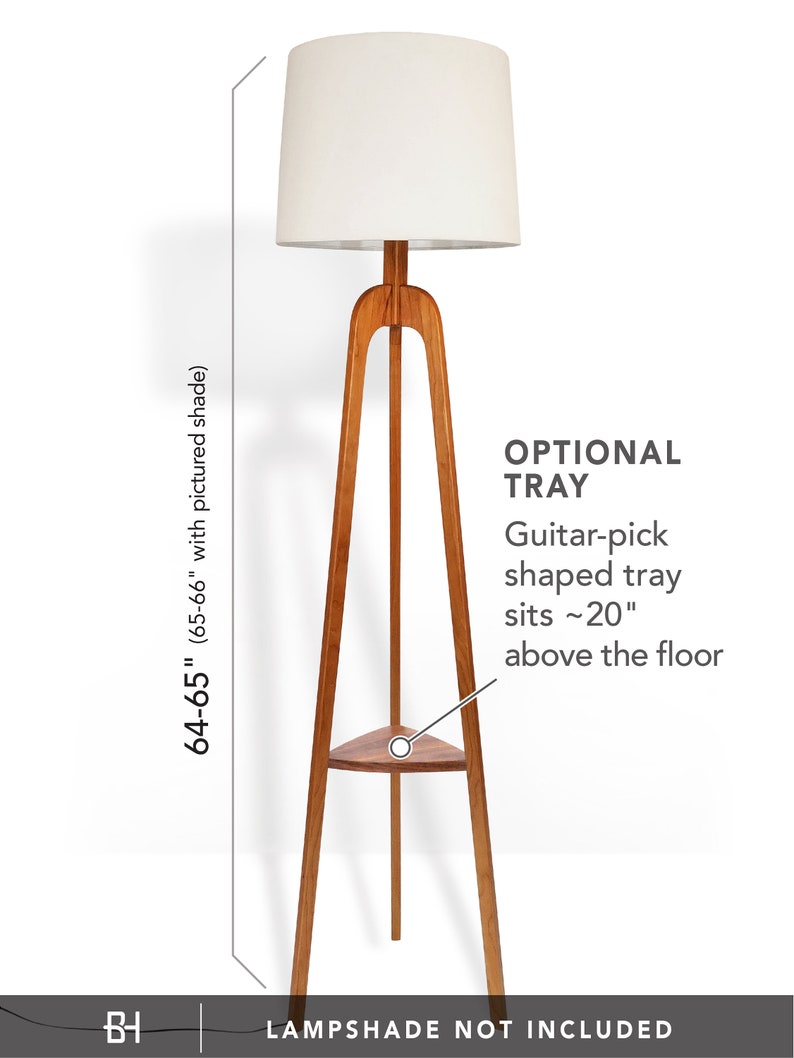 Floor Lamp, Danish Modern Tripod Lamp Cherry image 7