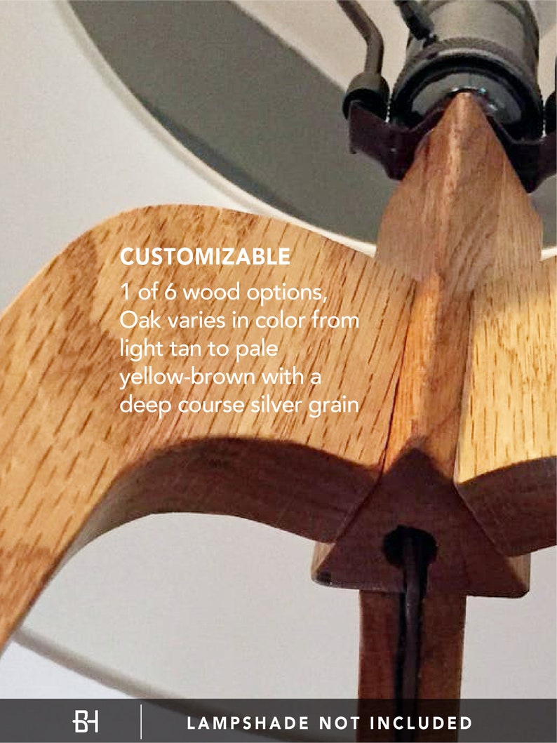 Floor Lamp, Danish Modern Tripod Lamp Oak image 3