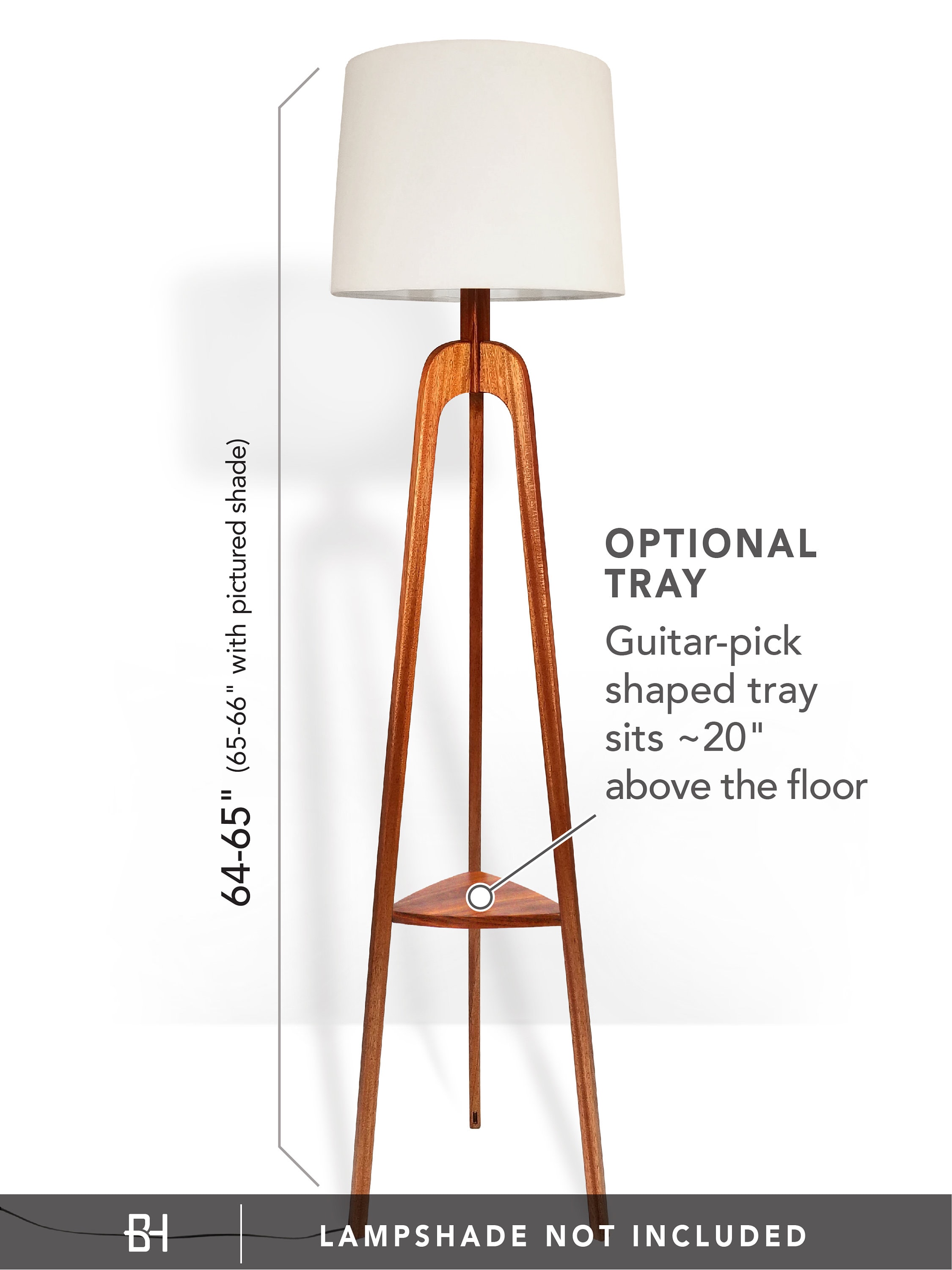 Floor Lamp, Danish Modern Tripod – Mahogany - Etsy