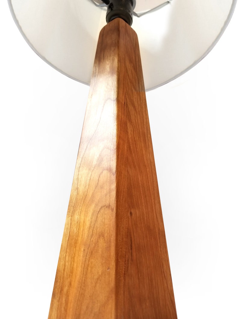 Table Lamp Small Modern Wood Lamp Single Wood Cherry Etsy