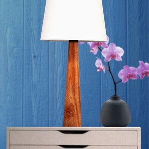 Table Lamp, Small Modern Wood Lamp – Mahogany