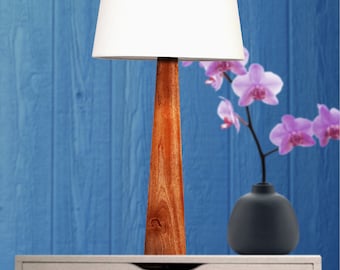 Table Lamp, Small Modern Wood Lamp – Mahogany