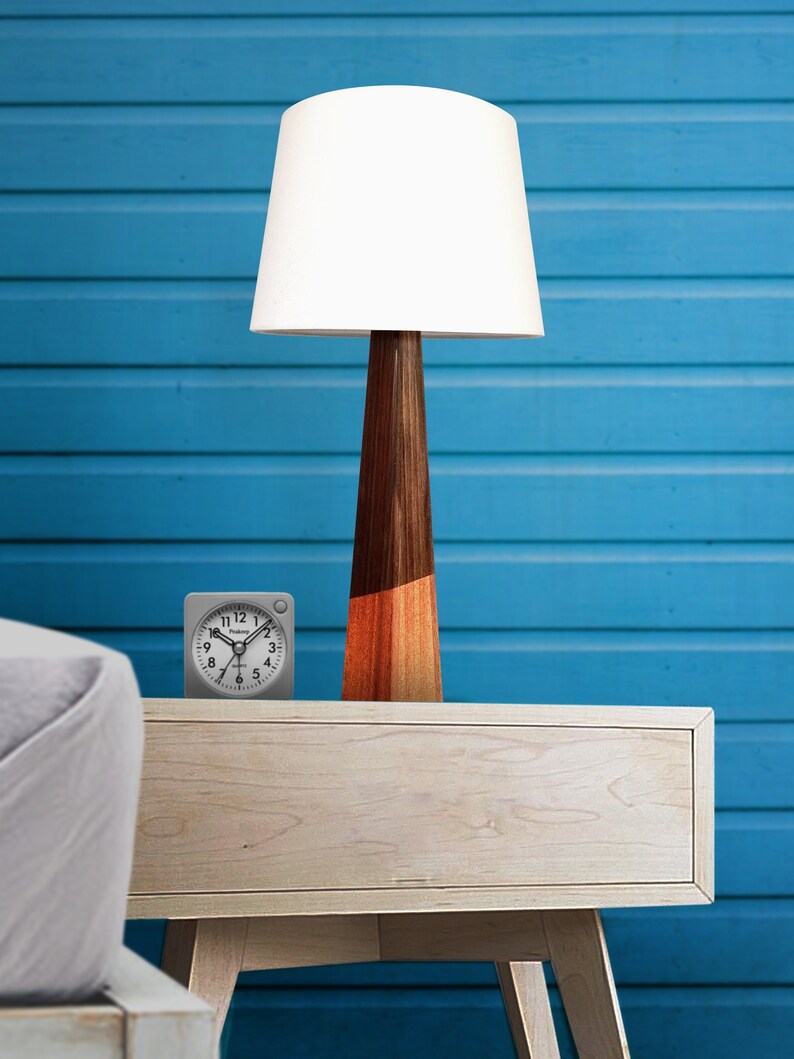 Small Modern Wood Lamp \u2013 Double Wood Table Lamp
