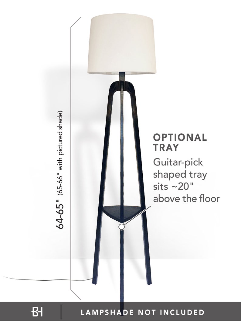 Floor Lamp, Danish Modern Tripod Lamp Shou Sugi Ban image 7