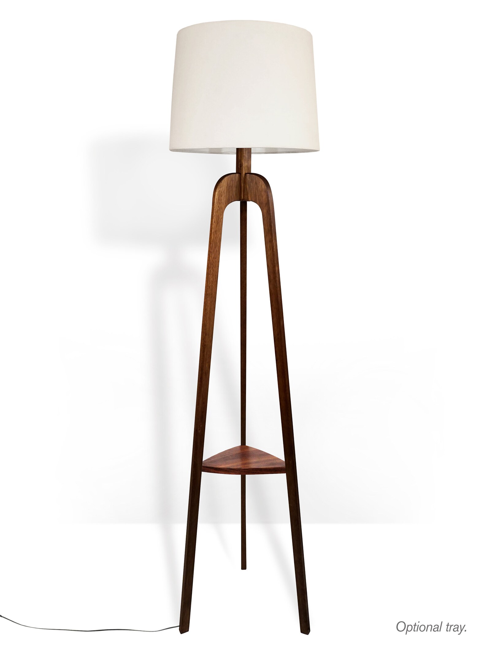 Floor Lamp Danish Modern Tripod Lamp Walnut Etsy