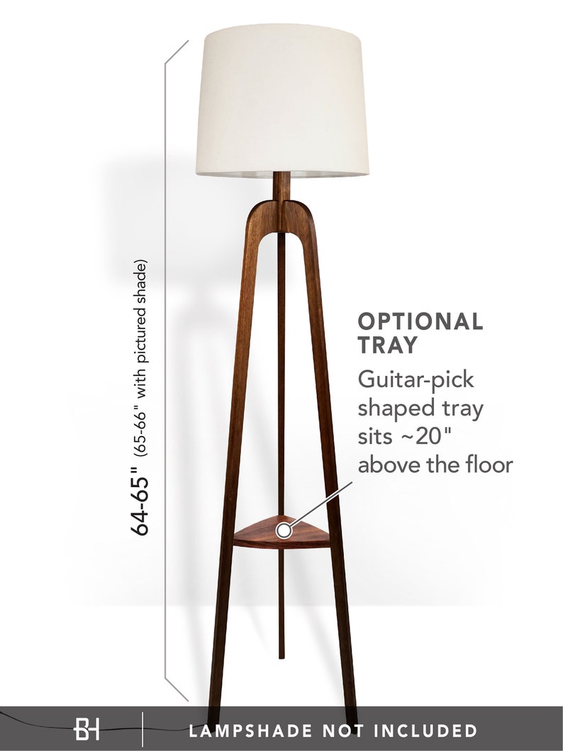 Floor Lamp, Danish Modern Tripod Lamp Walnut image 7