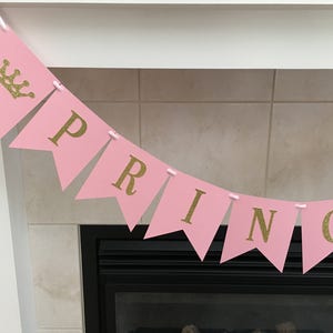Princess Banner, Baby Shower Banner, Princess Room Decor, Pink and Gold, Crown Banner, Baby Shower Decor, Baby Girl, Photo Prop image 4