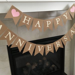 Happy Anniversary Banner, Anniversary Banner, Wedding Anniversary, Anniversary Party, Rustic Banner, Photo Prop image 2