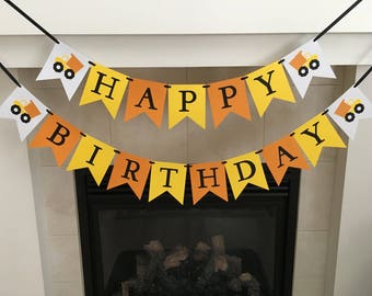 Construction Birthday Banner, Happy Birthday Banner, Dump Truck Banner, Construction Party, Boy Birthday Banner, Photo Prop