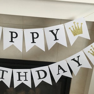 Crown Birthday Banner Happy Birthday Banner Prince Birthday - Etsy