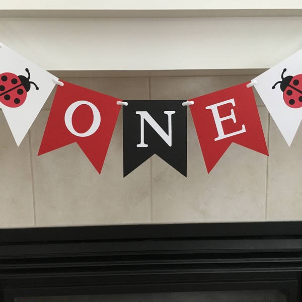 Ladybug One Banner, Ladybug Highchair Banner, First Birthday, 1st Birthday Banner, One Banner, Photo Prop, Baby's First Birthday, Cake Smash