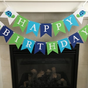 Turtle Birthday Banner, Happy Birthday Banner, Boy Birthday Banner, Turtle Party Decorations, First Birthday, Photo Prop