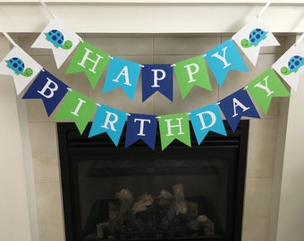 Turtle Birthday Banner, Happy Birthday Banner, Boy Birthday Banner, Turtle Party Decorations, First Birthday, Photo Prop