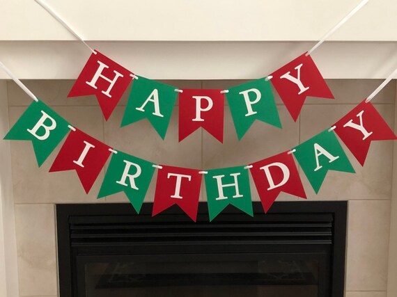 Happy Birthday Banner Christmas Birthday Banner Christmas Etsy