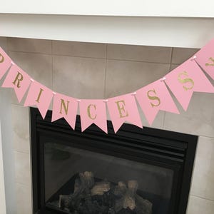 Princess Banner, Baby Shower Banner, Princess Room Decor, Pink and Gold, Crown Banner, Baby Shower Decor, Baby Girl, Photo Prop image 3