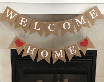 Welcome Home Banner: Burlap & White, Military, Housewarming