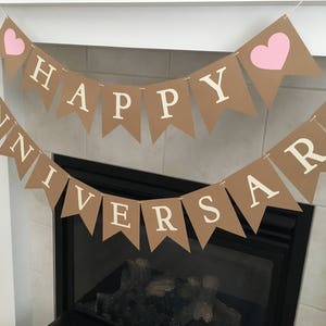 Happy Anniversary Banner, Anniversary Banner, Wedding Anniversary, Anniversary Party, Rustic Banner, Photo Prop image 3