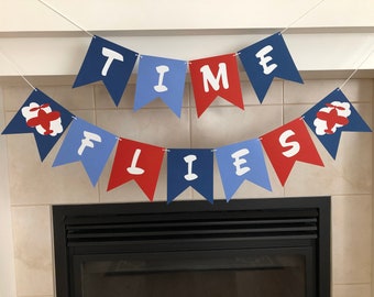 Time Flies Banner, Airplane Themed Birthday, Airplanes, Plane Party, Birthday Banner, Party Decoration, Photo Prop