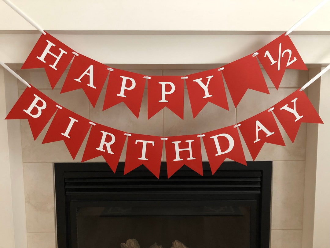Happy 1/2 Birthday Banner, Half Birthday Banner, 6 Months Old ...