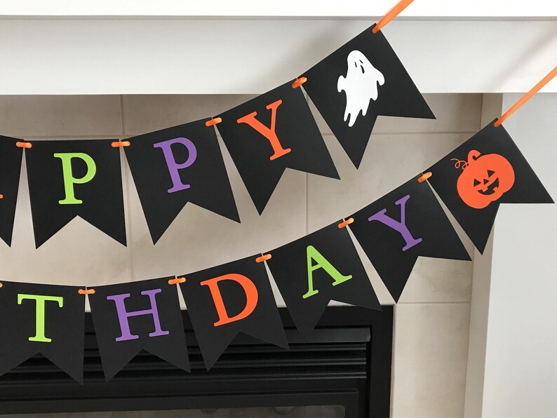 Spooky Birthday Banner Halloween Birthday Banner Happy | Etsy