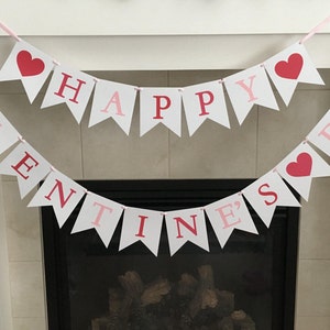 Happy Valentine&#39;s Day Banner: Handmade Cardstock Party Decoration