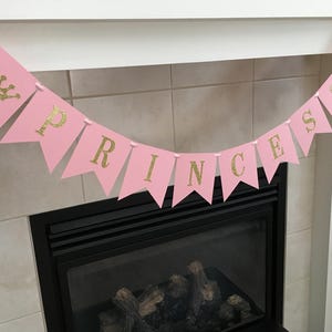 Princess Banner, Baby Shower Banner, Princess Room Decor, Pink and Gold, Crown Banner, Baby Shower Decor, Baby Girl, Photo Prop image 2