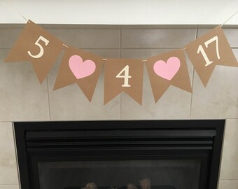 Custom Date Banner, Wedding Date Banner, Save the Date Banner, Due Date Banner, Photo Prop