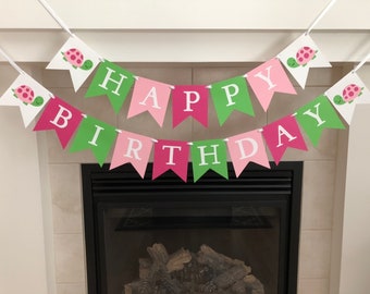 Turtle Birthday Banner, Happy Birthday Banner, Girl Birthday Banner, Turtle Party Decorations, First Birthday, Photo Prop