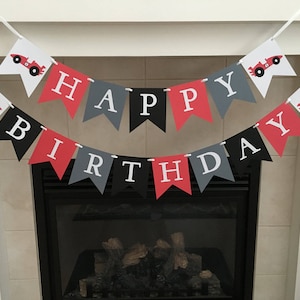 Car Birthday Banner, Car Happy Birthday Banner, Car Party Decorations, Boy Birthday Banner, Red Grey Black, Photo Prop