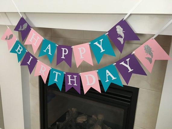 Mermaid Birthday Banner Happy Birthday Banner Under The Sea Etsy