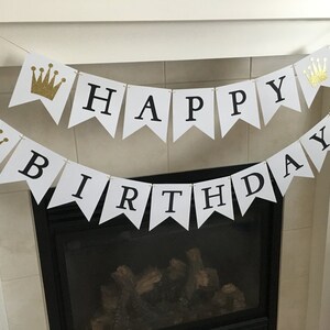 Crown Birthday Banner Happy Birthday Banner Prince Birthday - Etsy