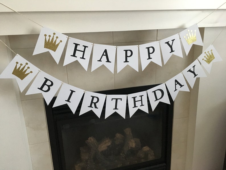 Crown Birthday Banner Happy Birthday Banner Prince Birthday - Etsy